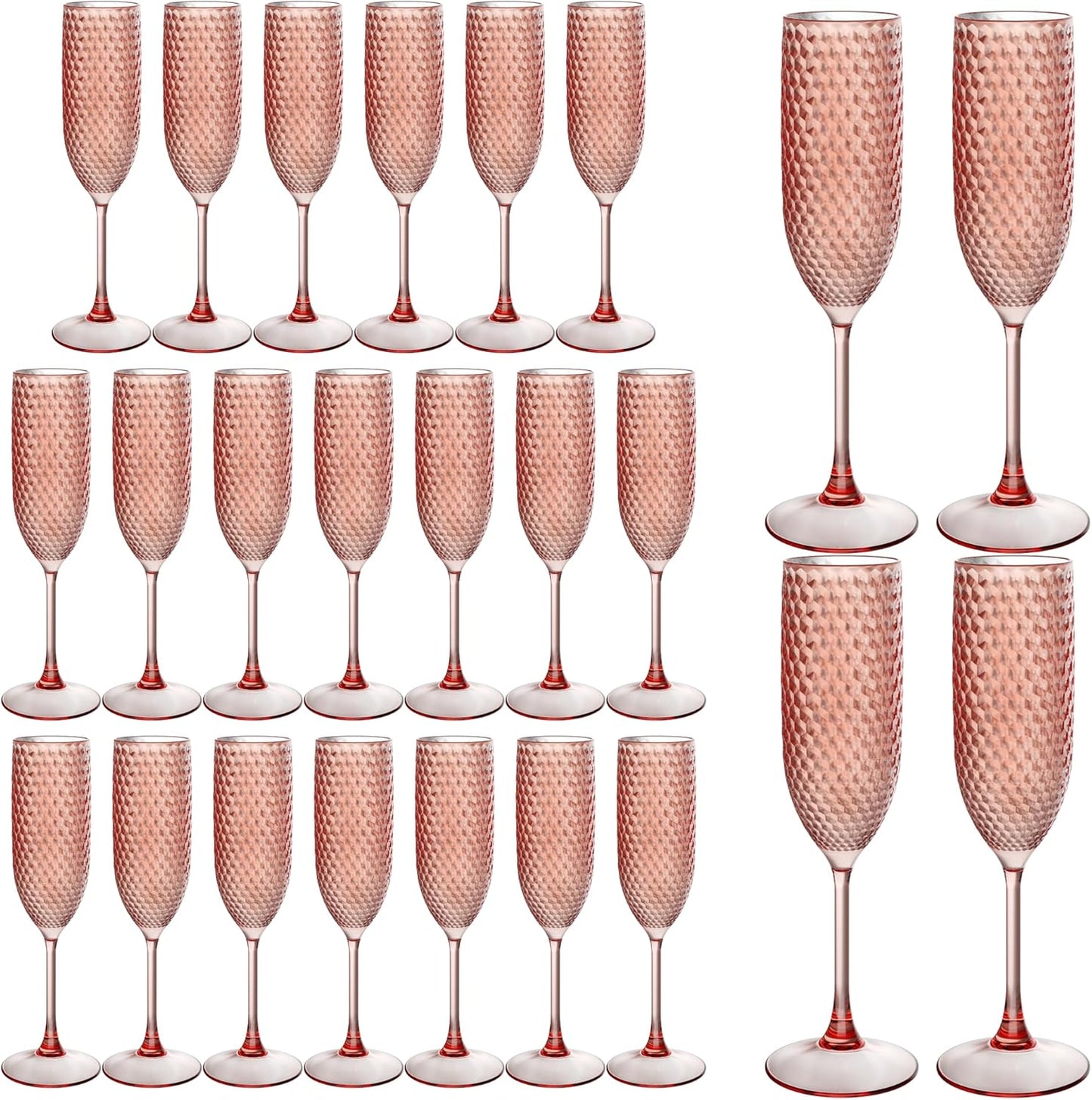 24PCS Plastic Champagne Flutes for Elegant Celebrations