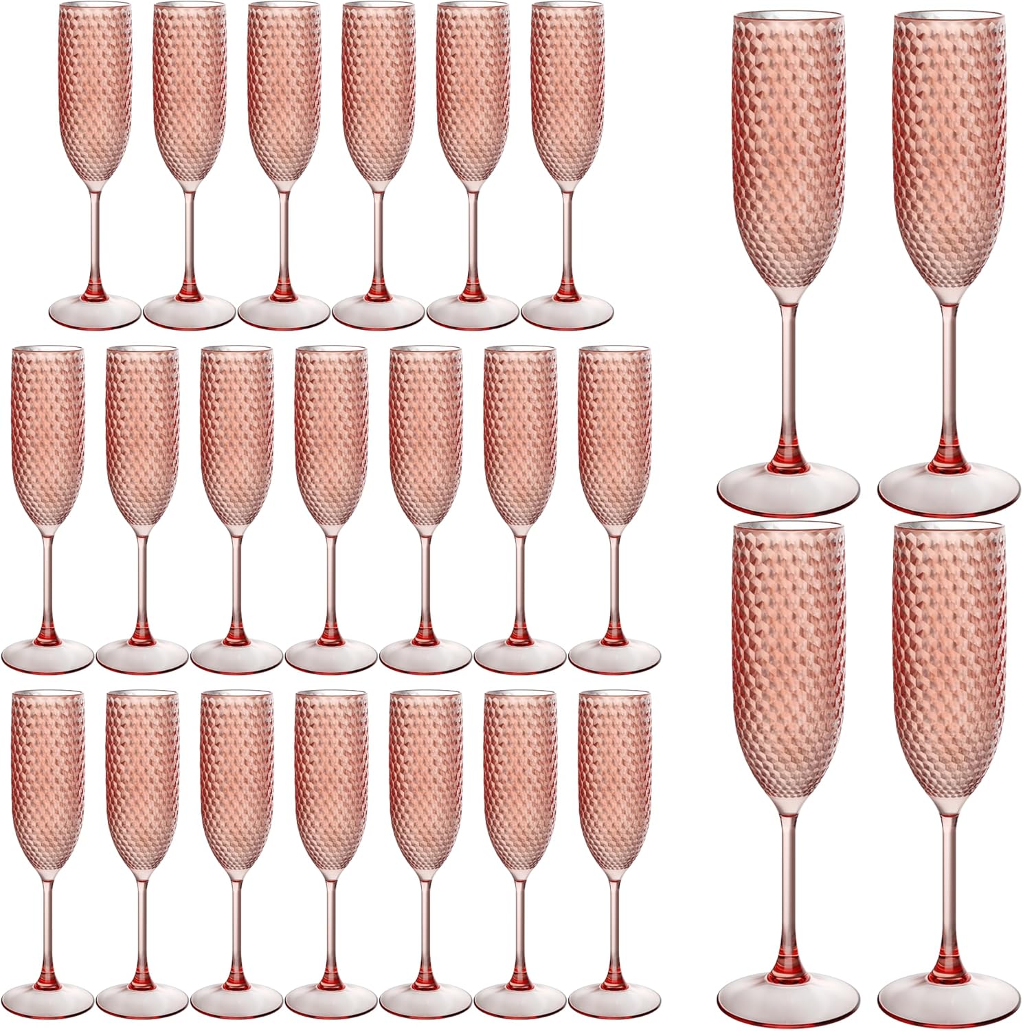 24PCS Plastic Champagne Flutes for Elegant Celebrations