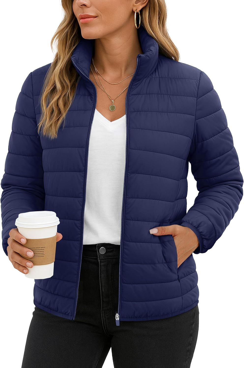 TACVASEN Women's Puffer Jackets Lightweight Warm Zip Up Coats