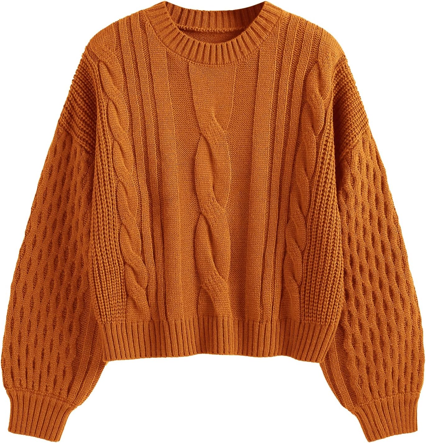 ZAFUL Women's Solid Knit Cable Sweater for Cozy Casual Style