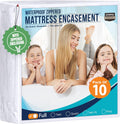 Waterproof Mattress Protector Full Size 10-Pack - Zippered Encasement