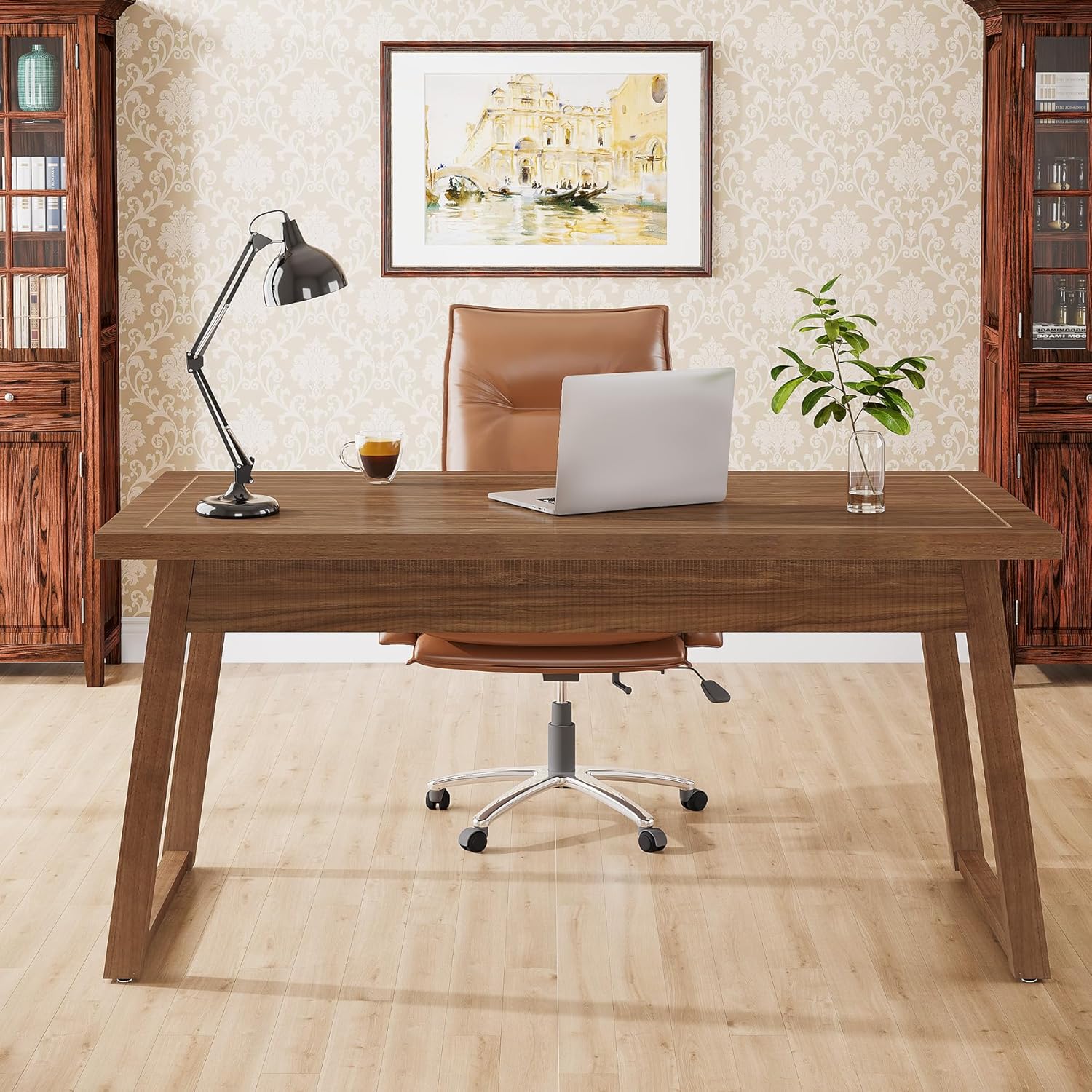 Tribesigns 55 Executive Desk: Rustic Chic Workspace