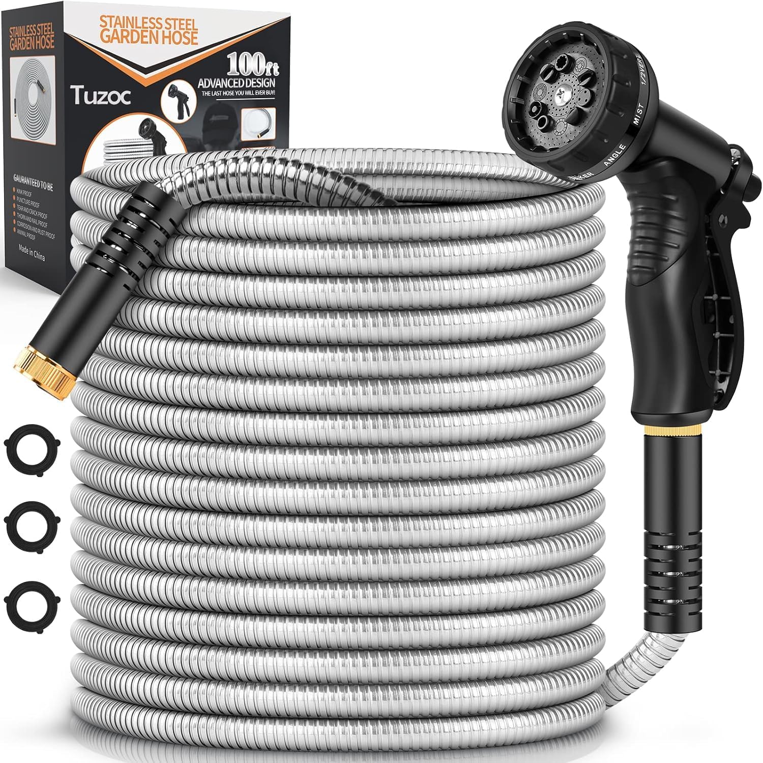 Garden Hose Metal 100FT - Heavy Duty Stainless Steel Hose