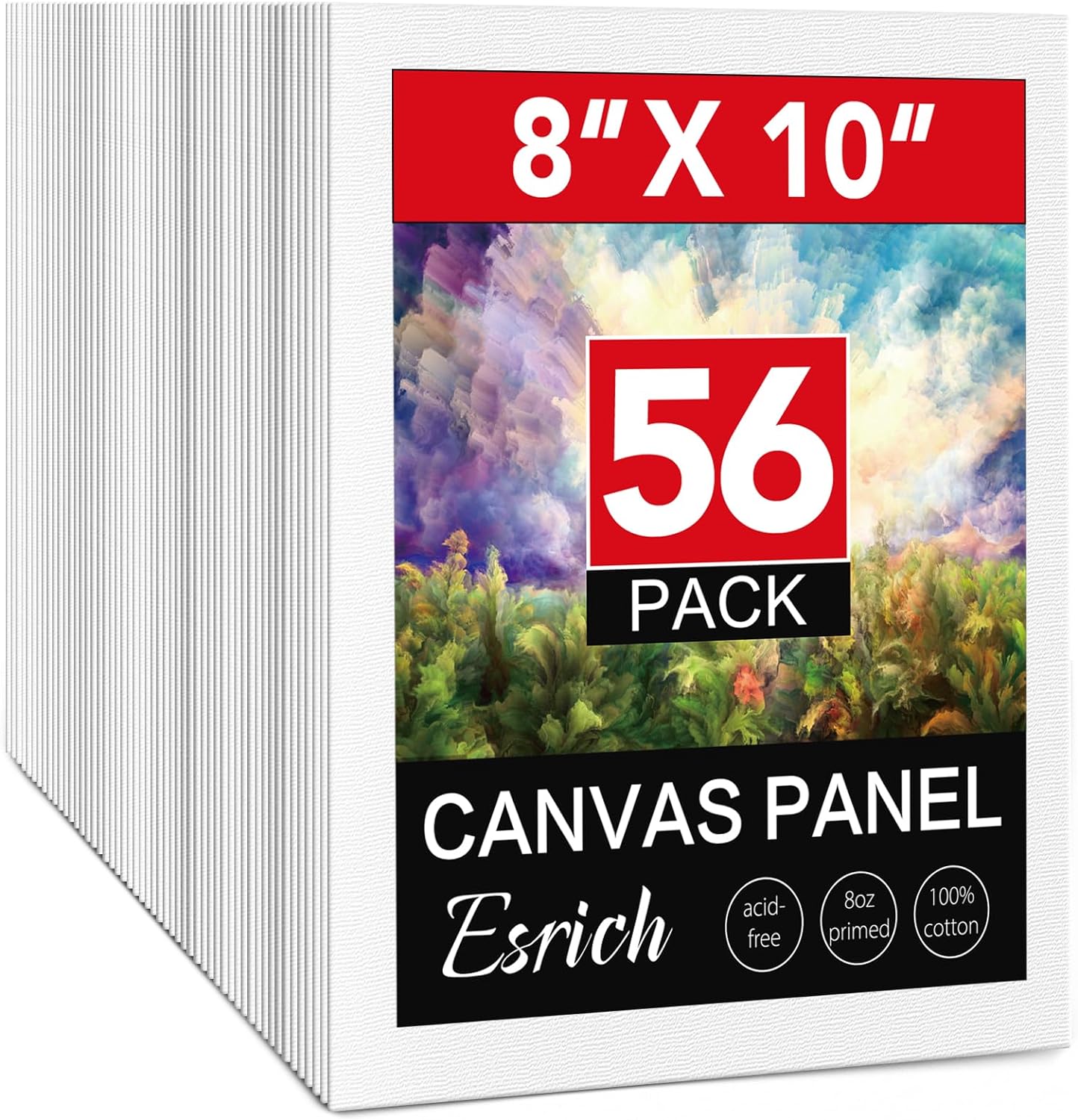 ESRICH Canvas Boards for Painting - 56 Pack 8x10 Inch Canvases