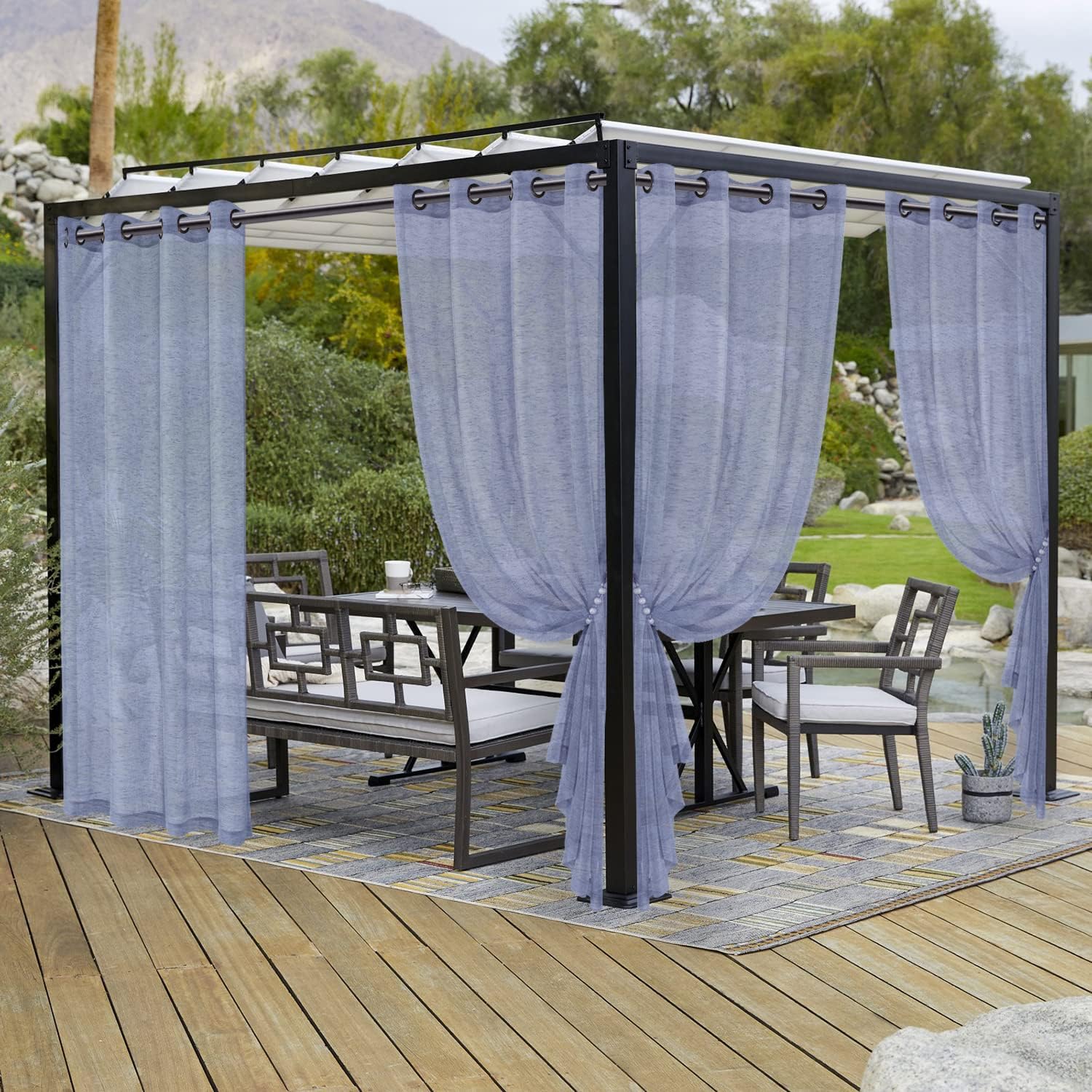 LORDTEX Waterproof Sheer Outdoor Curtains for Patio Decor
