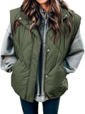 MEROKEETY Women's 2024 Winter Puffer Vest Quilted Stand Collar Zip Up