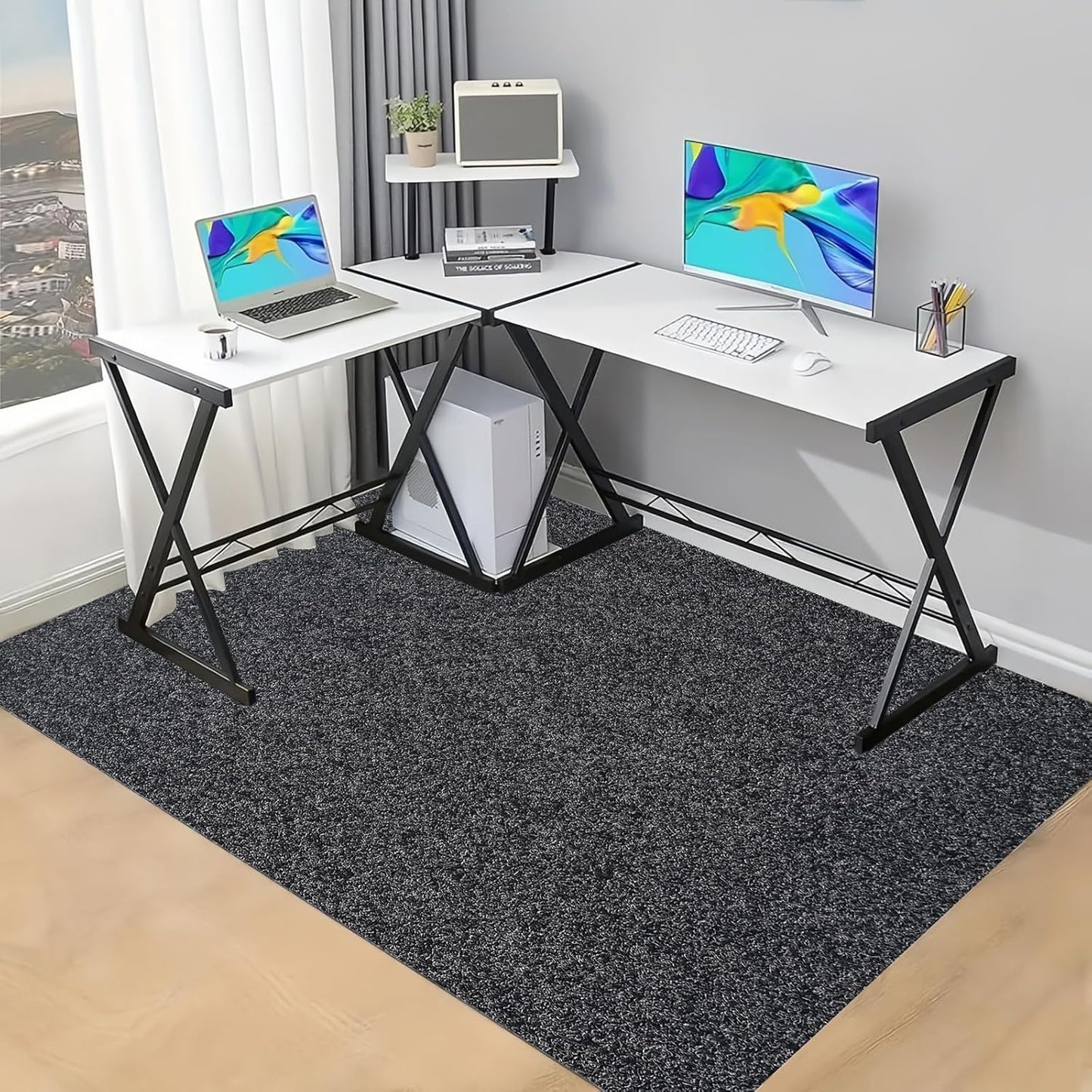 Large Non-Skid Floor Protector Mat for Hard Floors - Dark Grey