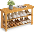 Bamboo Shoe Rack Bench 3-Tier - Holds Up to 286 lb, Natural