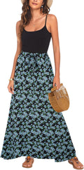 Bluetime Women Flowy Long Skirt Pleated High Waisted Maxi - Beach