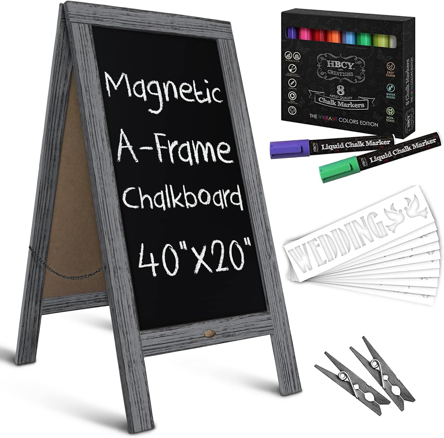 A Frame Chalkboard with Chalk Markers - Double-Sided Sign