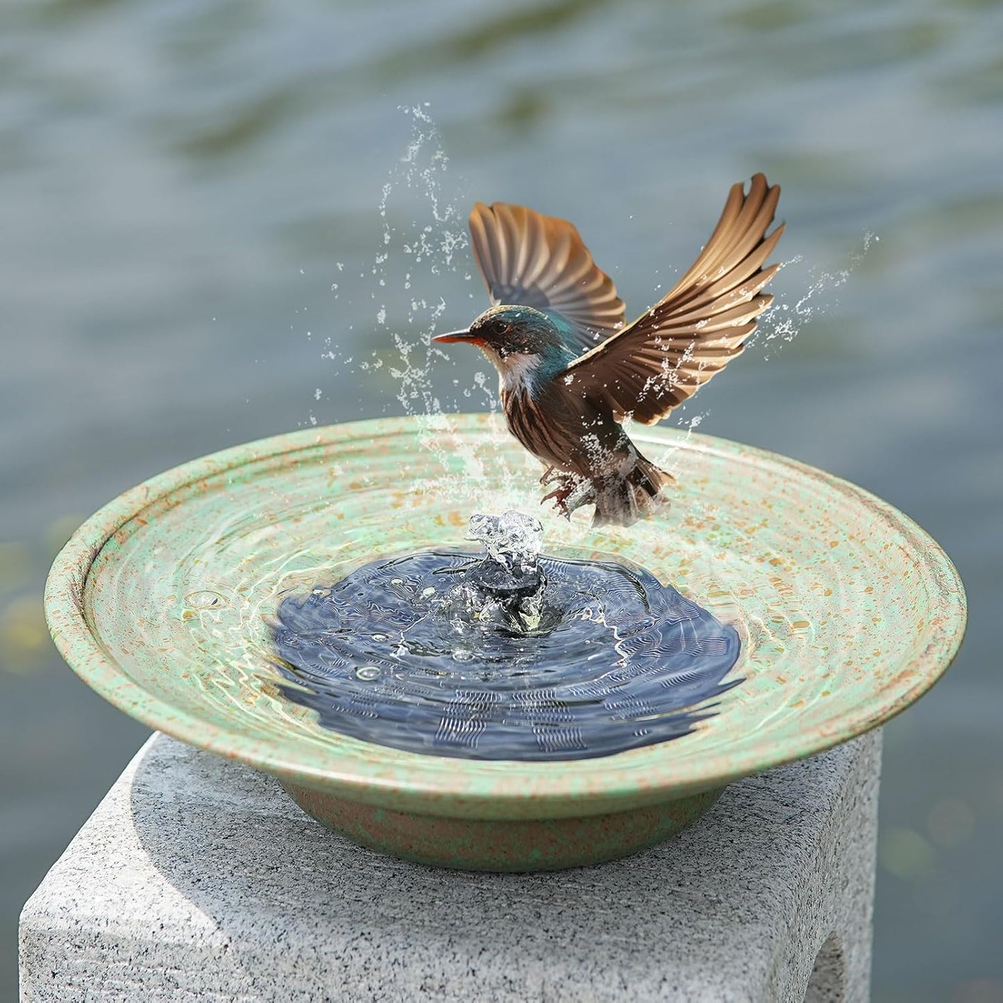 Solar Fountain Bird Bath Bubbler for Outdoor Garden Decor