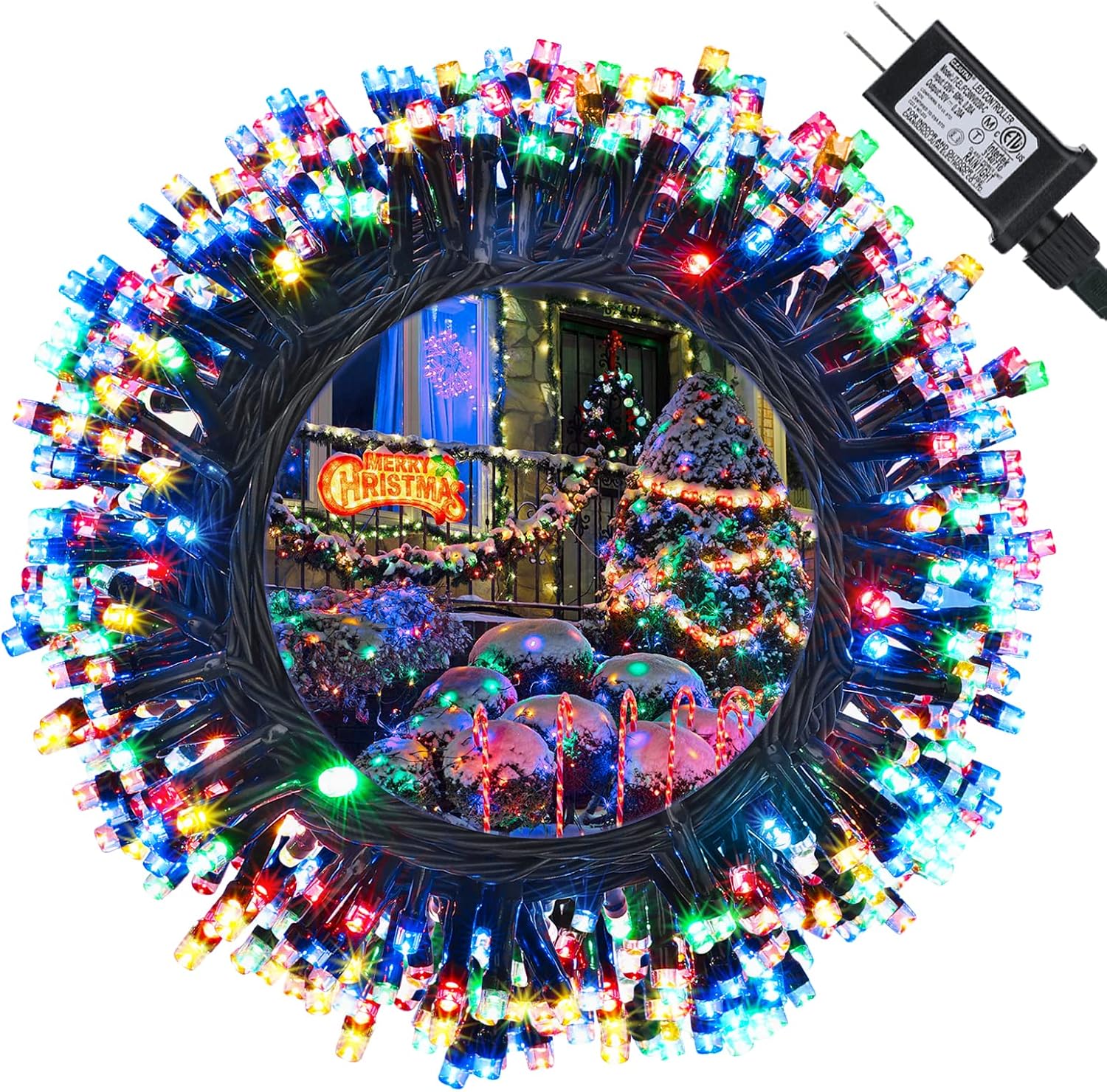114ft Christmas String Lights Outdoor with 300 LED Multicolor