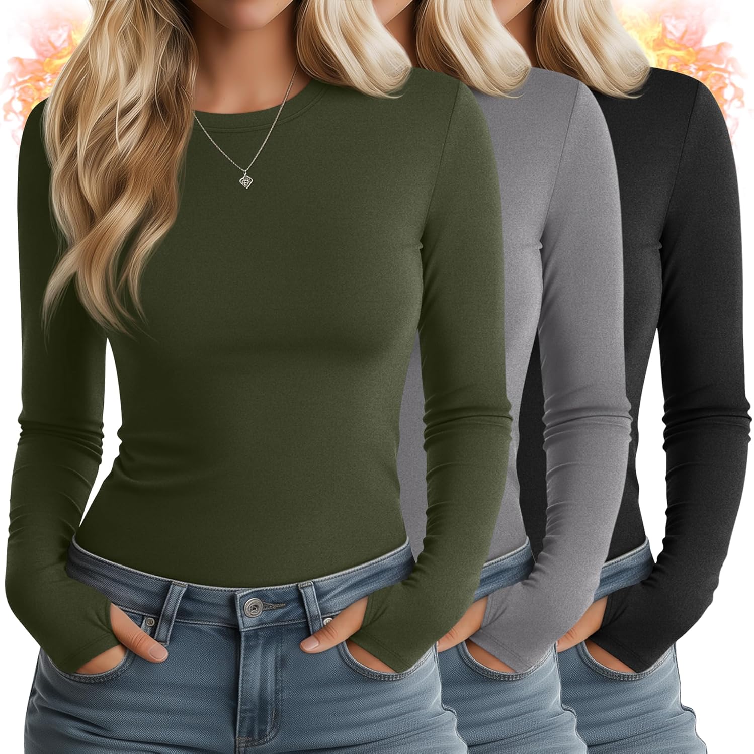 Huukeay Women's Thermal Shirts with Thumb Holes for Comfort