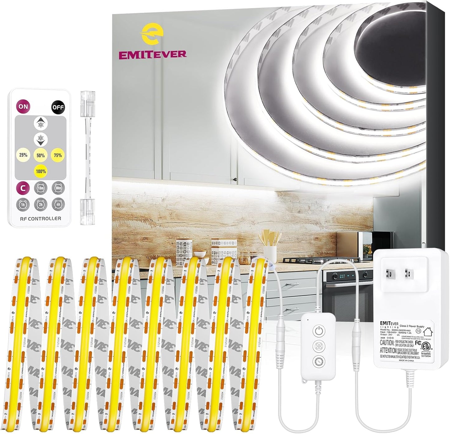 EMITEVER COB LED Strip Lights Kit for Dimmable Home Lighting