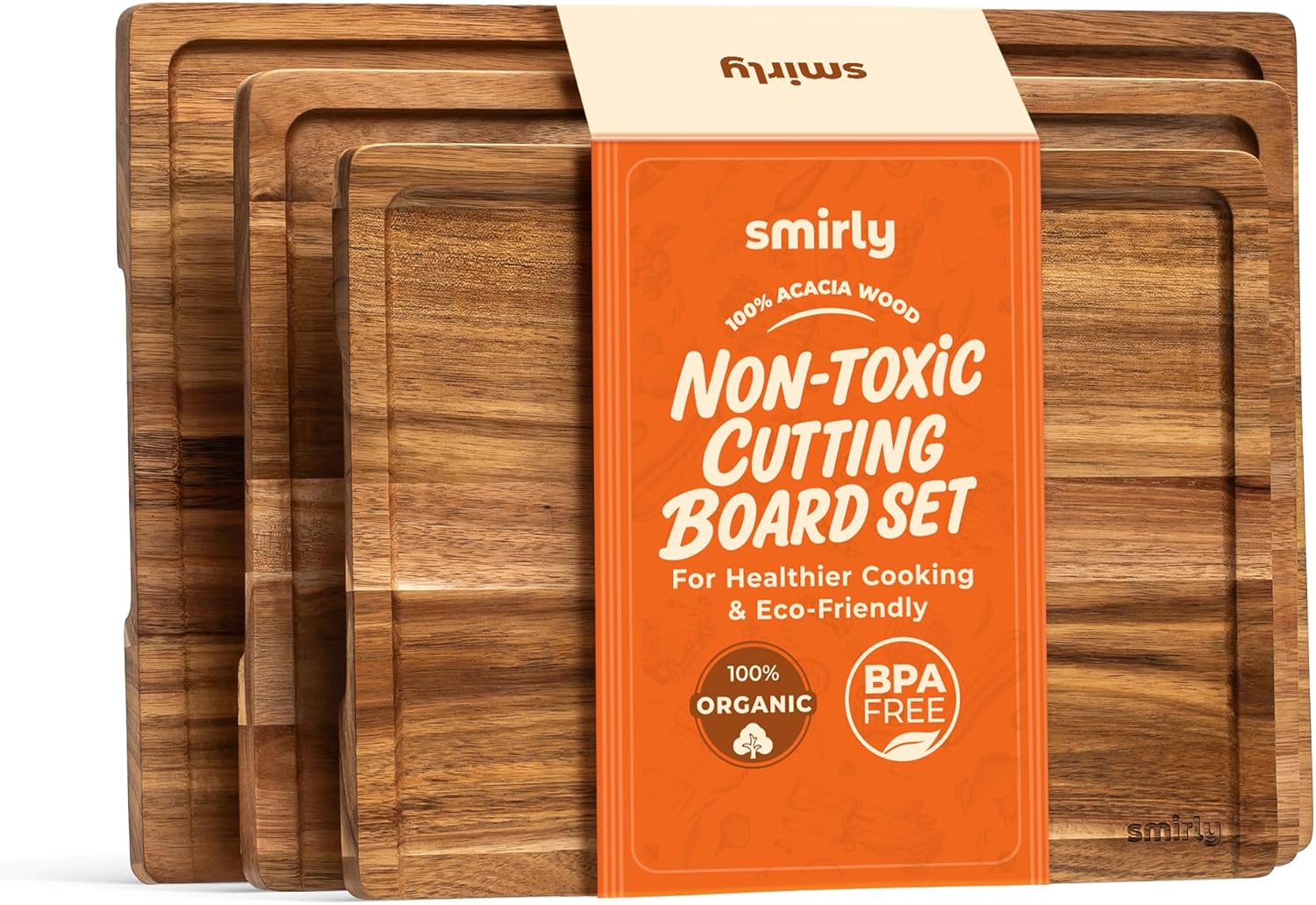 SMIRLY Wood Cutting Board Set - Stylish Bamboo Chopping Boards