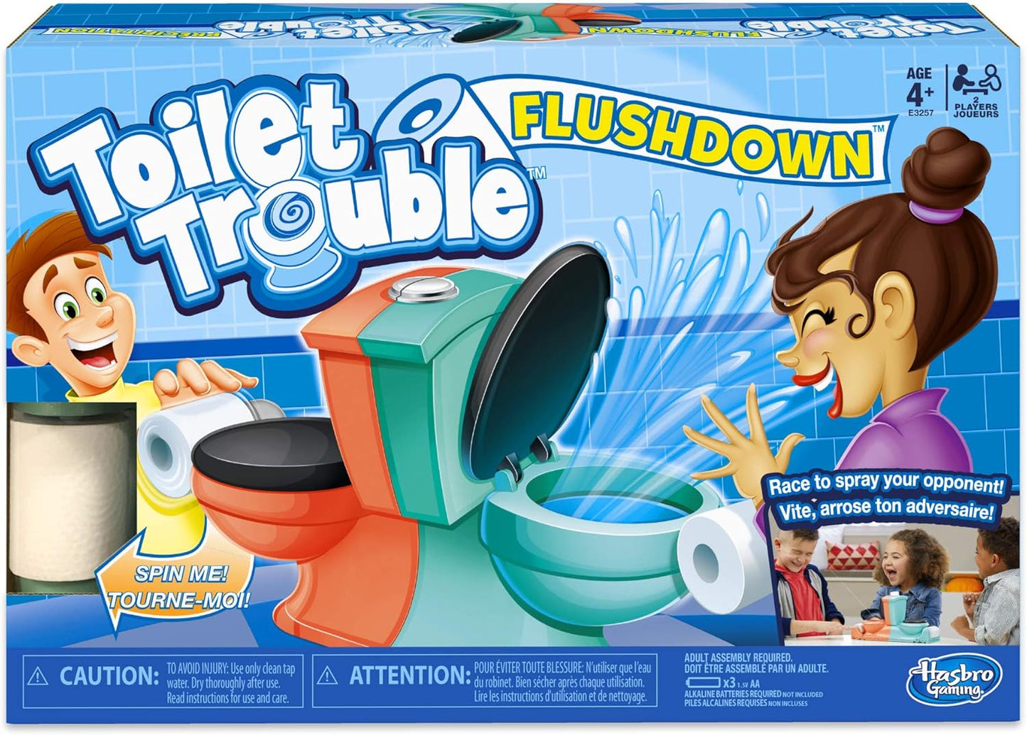 Toilet Trouble Flushdown Game Water Spray Ages 4+ by Hasbro