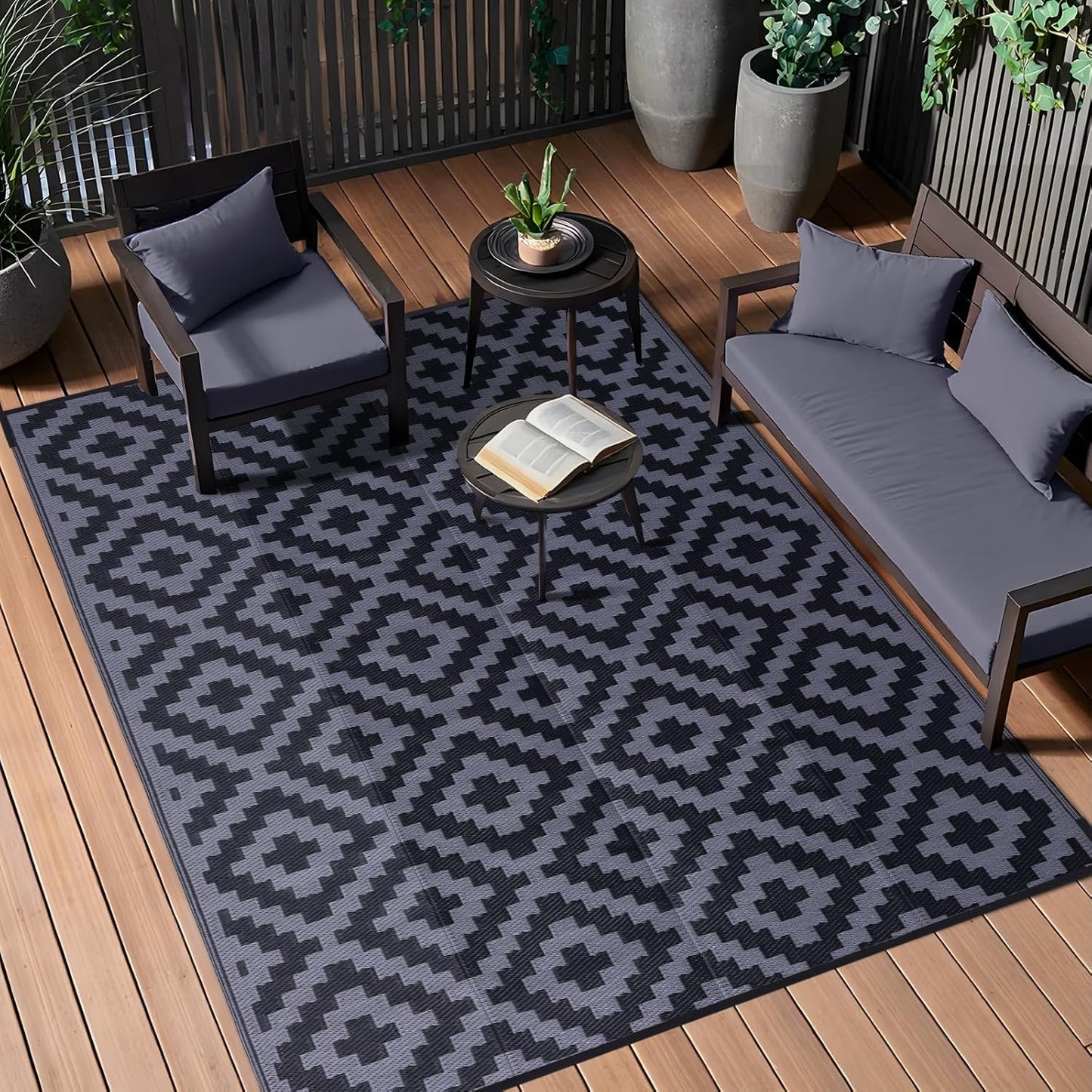 OLANLY Waterproof Outdoor Rug 6x9 ft for Camping & RV Use