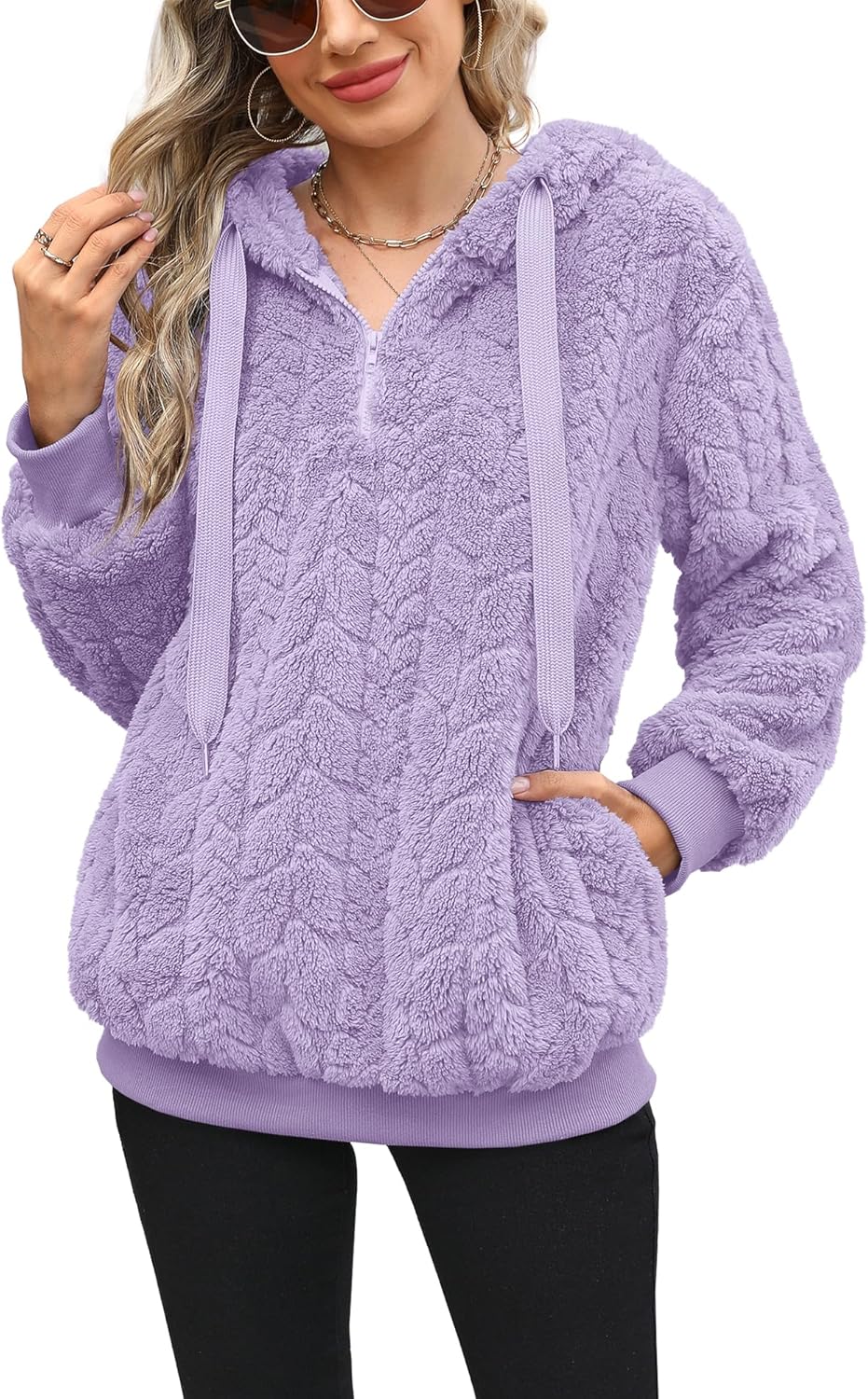 Yanekop Womens Fuzzy Fleece Pullover Jacket for Cozy Winter Wear