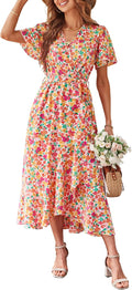 Women's Boho Maxi Wrap Dress - Lightweight Polyester Summer Flowy