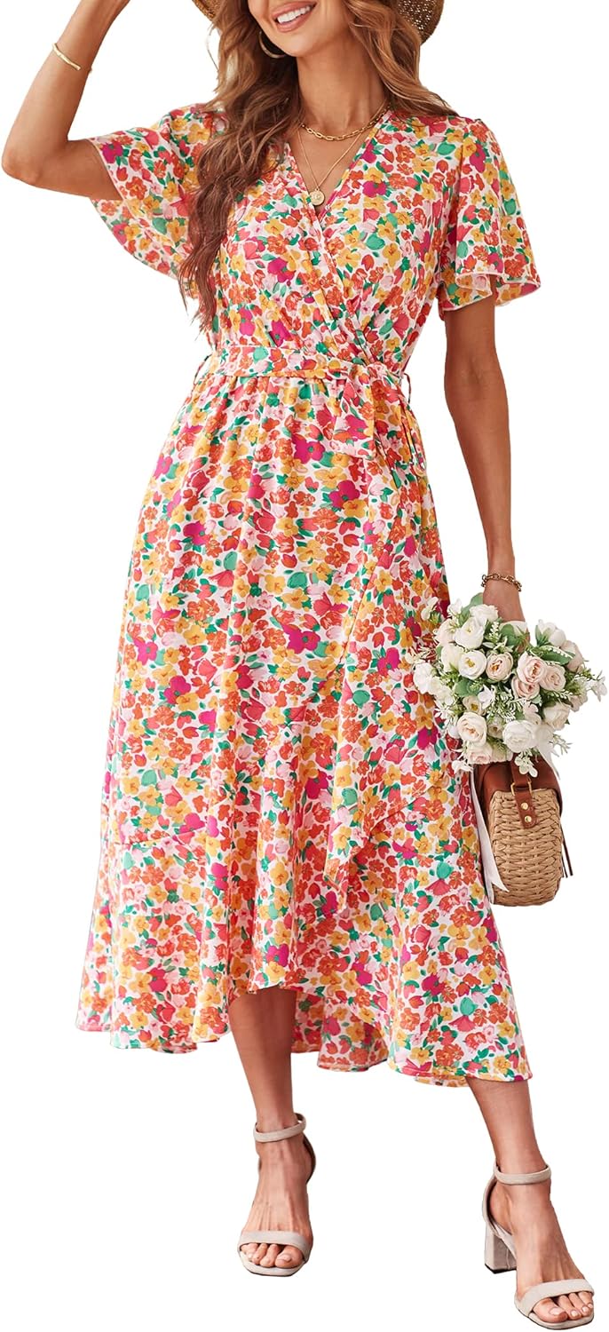 PRETTYGARDEN Women's Summer Floral Boho Maxi Dress for Weddings