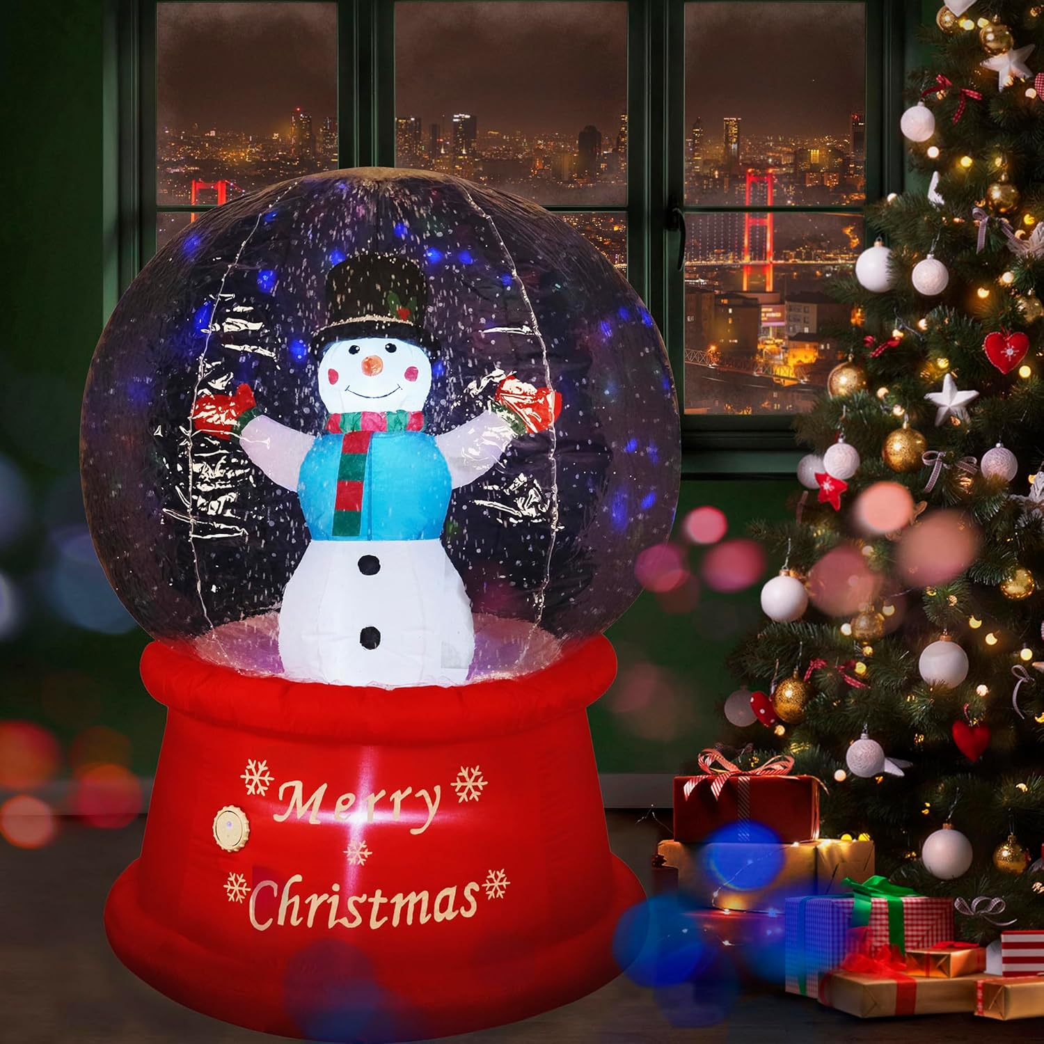 6ft Inflatable Snow Globe with Music for Holiday Decor