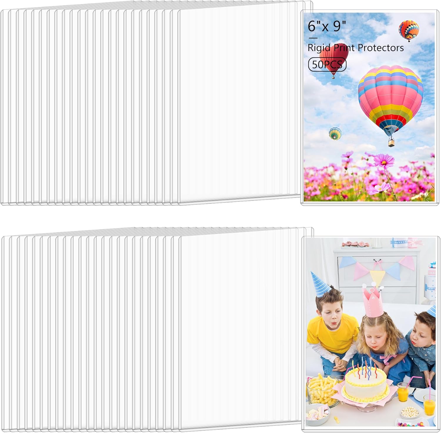 50PCS 6 x 9 Rigid Print Protectors for Jumbo Cards and Photos