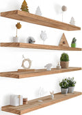 36 Inch Floating Shelves for Wall Rustic Light Wood Set of 4 - Stylish