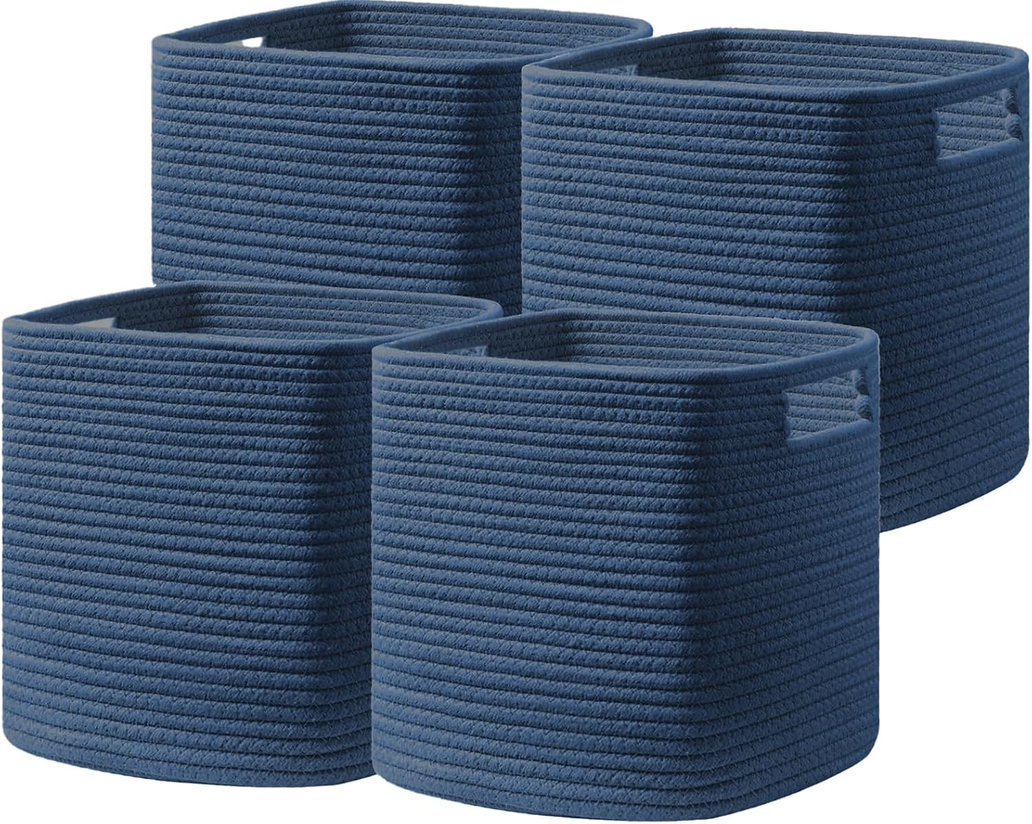 Storage Basket Set of 4 - Stylish Cotton Rope Bins for Organizing