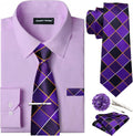 Solid Colors Mens Dress Shirt and Tie Set - Complete 6PC Formal Set is