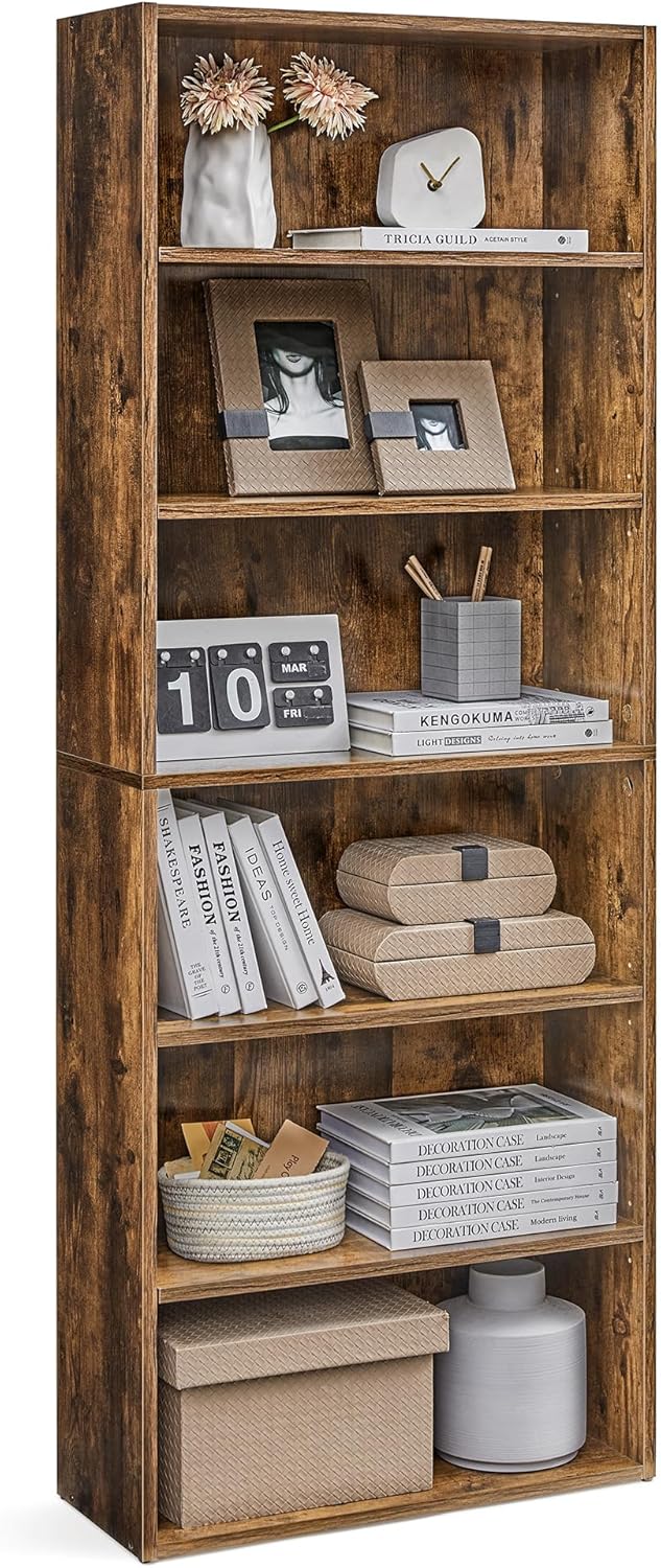 VASAGLE CUSTOS 6-Tier Bookcase for Living Room and Home Office