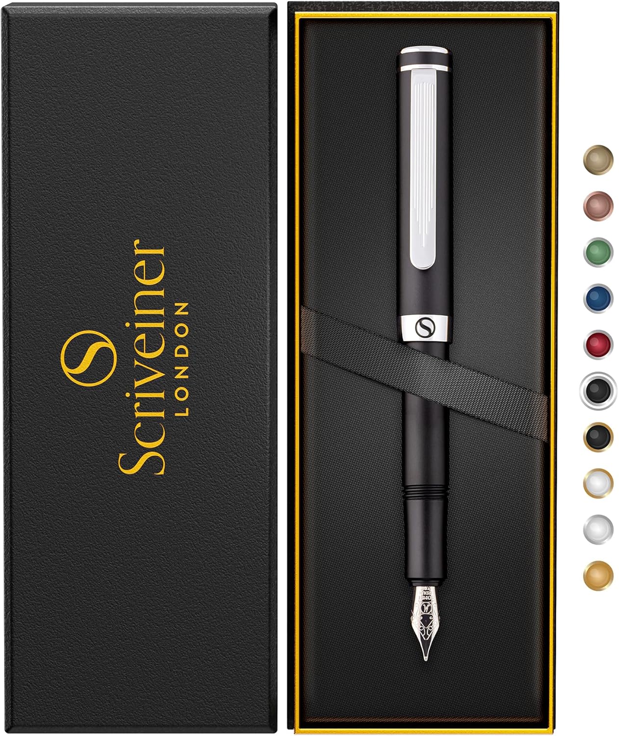 Scriveiner Luxury Fountain Pen - Elegant Matt Black Design