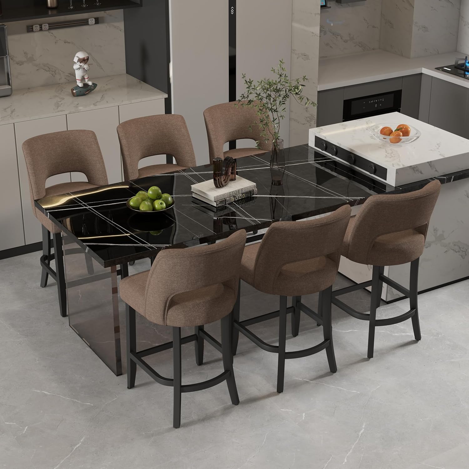 VKNOW Bar Stools Set of 6 for Kitchen Island Dining Room