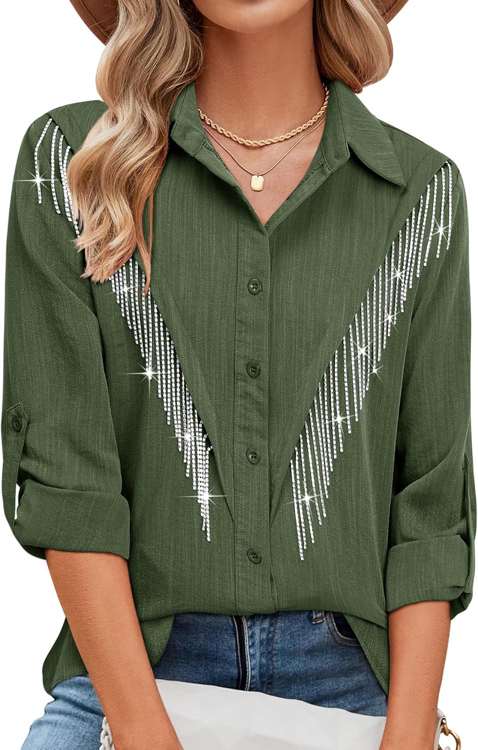 Sparkly Fringe Button Down Shirt for Western Cowgirl Style
