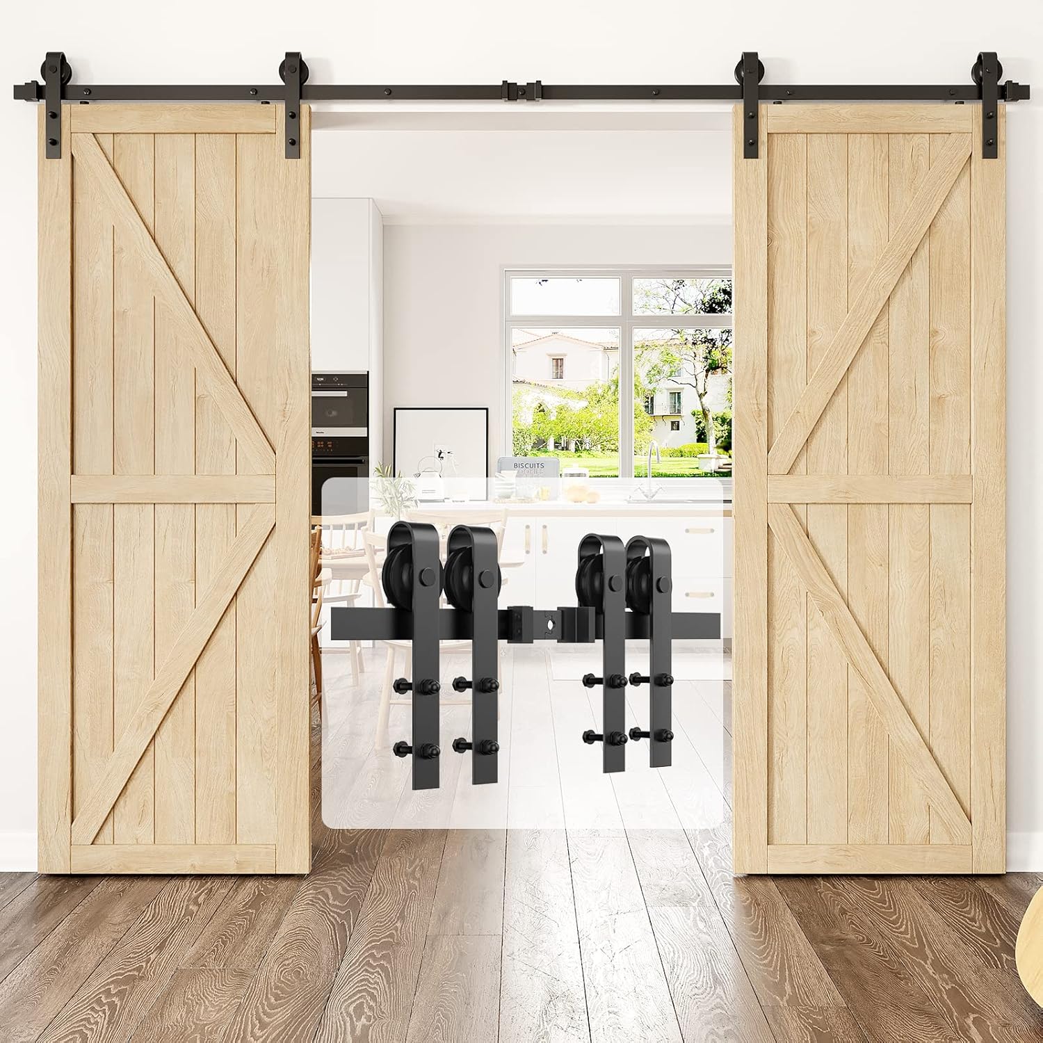 10ft Heavy Duty Sliding Barn Door Hardware Kit for Double Doors
