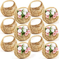 Rattan Flower Girl Baskets 12 Pack - Small Half Moon Straw Baskets