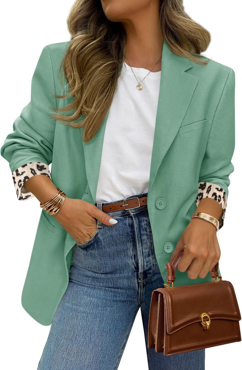 PRETTYGARDEN Blazers for Women - Chic Leopard Print Jacket