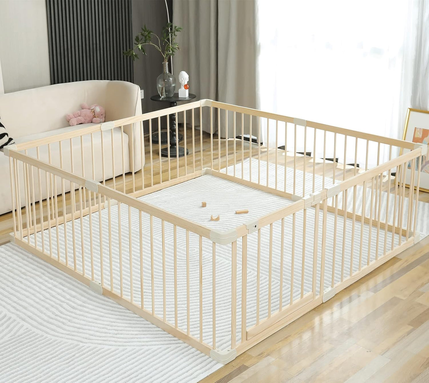 Conababy Large Wood Baby Playpen for Safe Indoor Playtime
