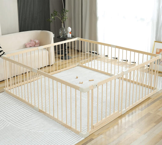 Conababy Large Wood Baby Playpen for Safe Indoor Playtime