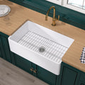 Miuara Farmhouse Sink 33 in White Apron Front - Durable Fireclay