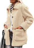 Women's Faux Fur Teddy Coat Long Sleeve Lapel Button Down - Cozy Fit