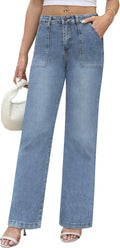Womens Wide Leg Jeans High Waisted Carpenter Cargo Jeans (Style PM3W)