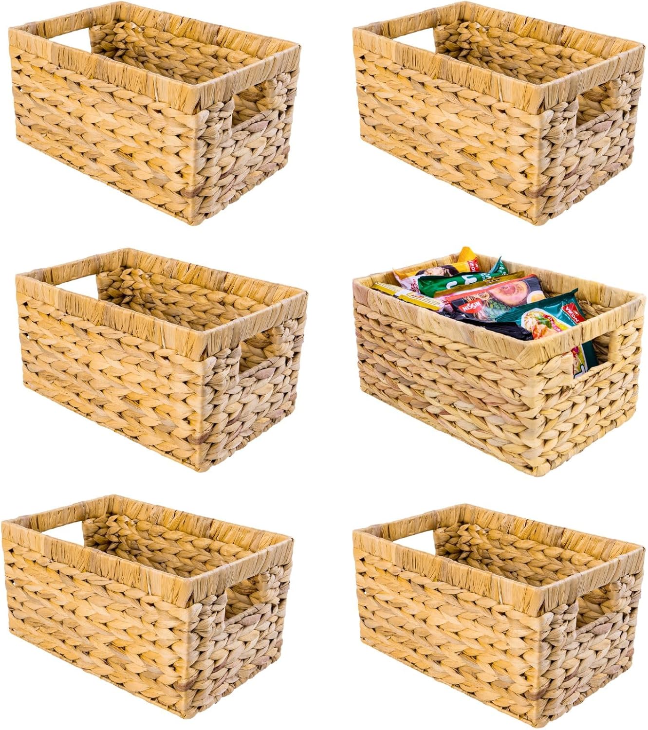 Set of 6 Wicker Storage Baskets for Home Organization Needs