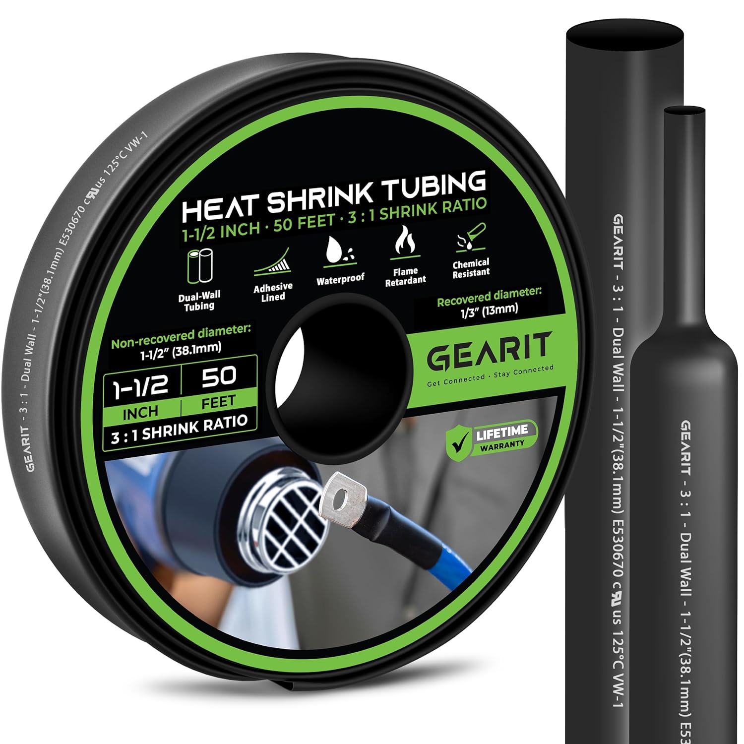 GEARit 1-1/2 inch Heat Shrink Tubing - Marine-Grade Waterproof