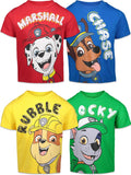 Paw Patrol Chase Marshall Rubble Rocky 4 Pack Graphic T-Shirts - Kid