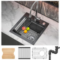 YITAHOME Black Drop In Kitchen Sink Workstation - Compact RV Bar Sink