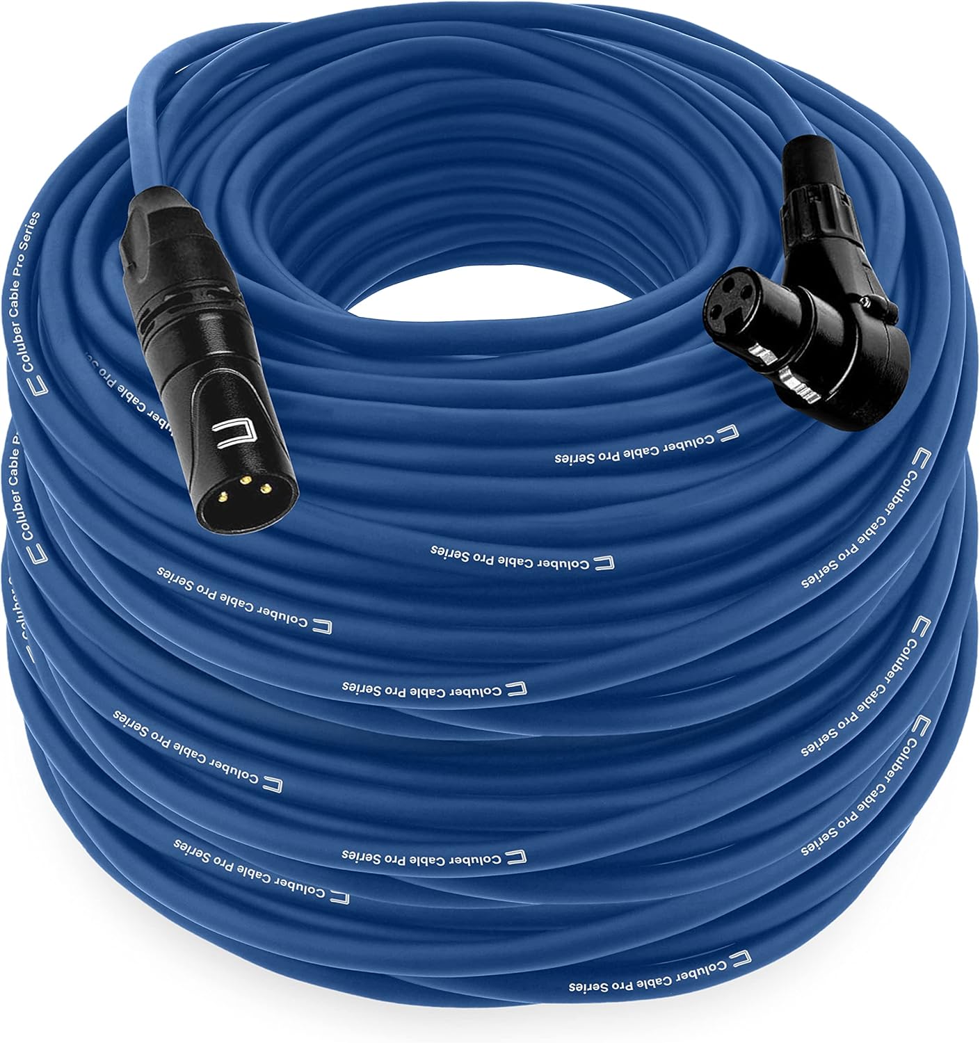 Balanced XLR Cable Male to Right Angle Female - 200 Feet Blue