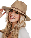 Sun Hats for Women Wide Brim UPF 50+ Panama Fedora - Foldable Packable