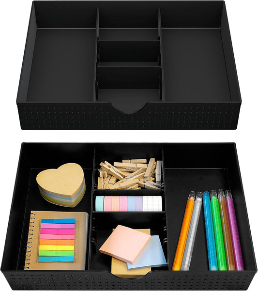 CAXXA 3 Slot Drawer Organizer x2 - Customizable Storage Solution for Desk Supplies