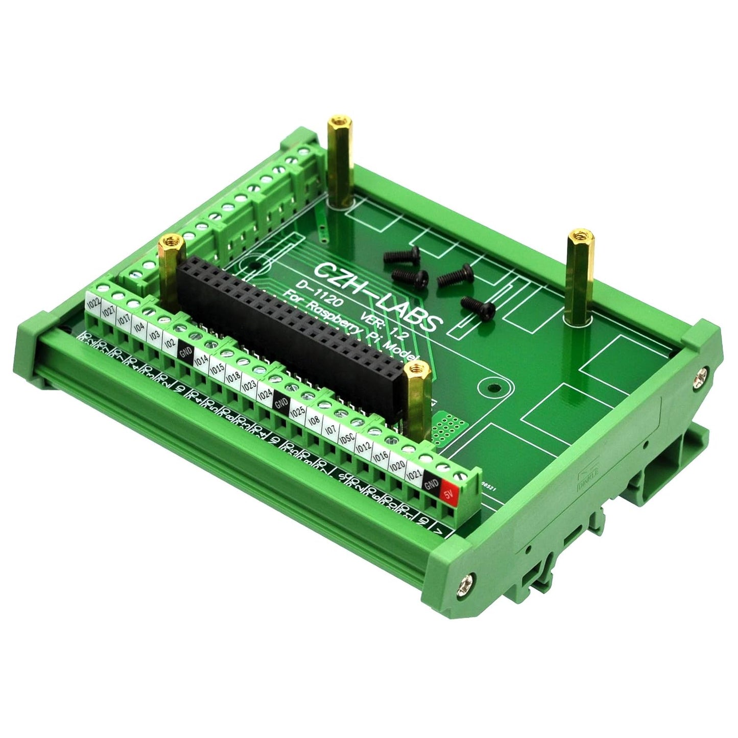 DIN Rail Mount Screw Terminal Block Adapter for Raspberry Pi Projects