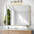 Gold Bathroom Mirror 36x48 in Rounded Rectangle - Modern Wall Mirror